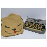Vintage ROYALITE Portable Typewriter w/Cute Vintage Puppy Dog Cover