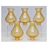 5 Vintage mid Century Amber/Yellow Glass Light Fixture or Lamp Shades