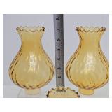 5 Vintage mid Century Amber/Yellow Glass Light Fixture or Lamp Shades