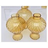 5 Vintage mid Century Amber/Yellow Glass Light Fixture or Lamp Shades