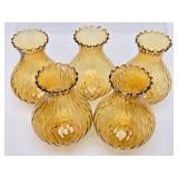 5 Vintage mid Century Amber/Yellow Glass Light Fixture or Lamp Shades