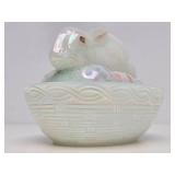 FENTON Iridescent Glass Bunny Basket
