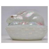FENTON Iridescent Glass Bunny Basket
