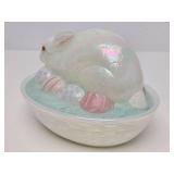 FENTON Iridescent Glass Bunny Basket