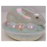 FENTON Iridescent Glass Bunny Basket