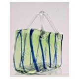 Lovely Hand Blown Art Glass Basket