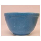 2 Vintage PYREX Glass Mixing Bowls - Blue & Yellow - Each has Surface Wear