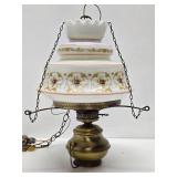 Lovely Brass & Glass Hanging Parlor Lamp