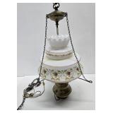 Lovely Brass & Glass Hanging Parlor Lamp