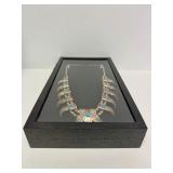 Outstanding Large Sterling Silver Native American Bear claw Necklace w/Turquoise & Coral