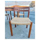 Wonderful Danish Modern Teak Wood Mobler Ansagar Expandable Dining Table w/Set of 4 J.L. MOLLER Chairs