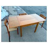 Wonderful Danish Modern Teak Wood Mobler Ansagar Expandable Dining Table w/Set of 4 J.L. MOLLER Chairs