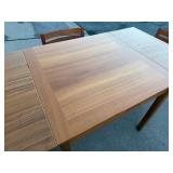 Wonderful Danish Modern Teak Wood Mobler Ansagar Expandable Dining Table w/Set of 4 J.L. MOLLER Chairs