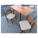 Wonderful Danish Modern Teak Wood Mobler Ansagar Expandable Dining Table w/Set of 4 J.L. MOLLER Chairs