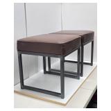 Pair of Matching ROOM & BOARD Padded Stools by American Leather