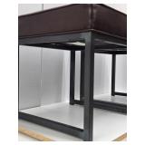 Pair of Matching ROOM & BOARD Padded Stools by American Leather