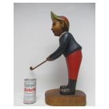 2 Large Carved Wood Golfer Statues