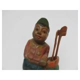 2 Large Carved Wood Golfer Statues