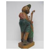 2 Large Carved Wood Golfer Statues