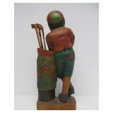 2 Large Carved Wood Golfer Statues