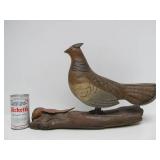 Large Carved Wood Grouse Statue
