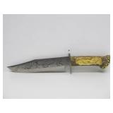 Large Highly Decorated Maxam Eagle & Antler Hunting Knife & Display