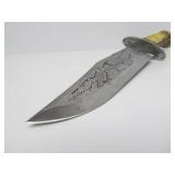 Large Highly Decorated Maxam Eagle & Antler Hunting Knife & Display