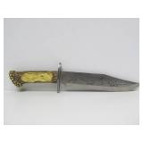 Large Highly Decorated Maxam Eagle & Antler Hunting Knife & Display
