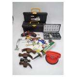 2 small tool boxes with garage items