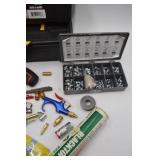 2 small tool boxes with garage items