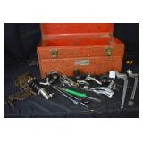 Metal tool box with bike parts