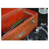 Metal tool box with bike parts