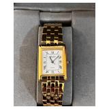 Pair of Gruen Precision Gold Tone Quartz Wrist Watches with Boxes
