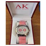 Anne Klein Swiss Pink Leather Chronograph Watch with Box
