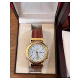 Set of 2 Yema Quartz Chronograph Watches with Leather Bands in Boxes