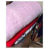 Set of 3 Soft Fleece Blankets in Pink, Red, and Blue Pattern