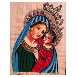 Set of 2 Framed Religious Artworks: Footprints Poem & Madonna with Child