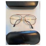 Collection of 7 Vintage and Designer Eyeglasses with Cases and extra cases