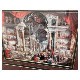 Framed Print of Classic Gallery Interior Scene with Ornate Frame, 42 x 36 Inches