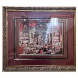 Framed Print of Classic Gallery Interior Scene with Ornate Frame, 42 x 36 Inches