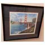 Set of 4 Framed San Francisco Art Prints by K. Habert: Cable Car with Alcatraz and Lombard Street