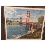 Set of 4 Framed San Francisco Art Prints by K. Habert: Cable Car with Alcatraz and Lombard Street