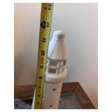 Ceramic Lighthouse Tealight Holder with Floral Accents, 8-inch