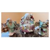 Set of 4 Chinese Ceramic Figures with Colorful Detailing