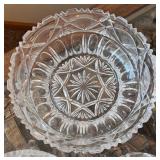 Set of 3 Cut Glass Crystal Bowls with Floral and Starburst Patterns