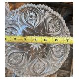 Set of 3 Cut Glass Crystal Bowls with Floral and Starburst Patterns