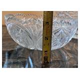 Set of 3 Cut Glass Crystal Bowls with Floral and Starburst Patterns