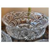 Set of 3 Cut Glass Crystal Bowls with Floral and Starburst Patterns