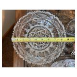 Set of 3 Vintage Cut Glass Bowls and Basket with Silverplate Caddy