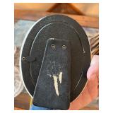 Decorative Dried Flower Bouquet, Porcelain Figurine, and Oval Frame Set